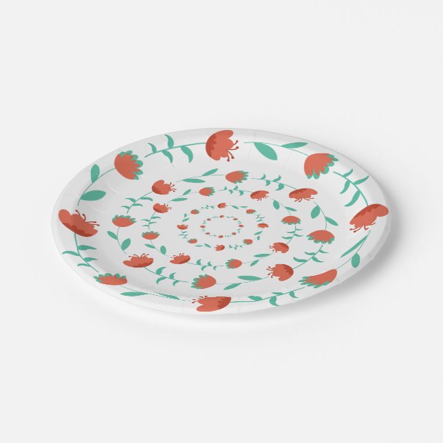 Prato De Papel Modern Flower Pattern-Paper Plates (Inclinado)