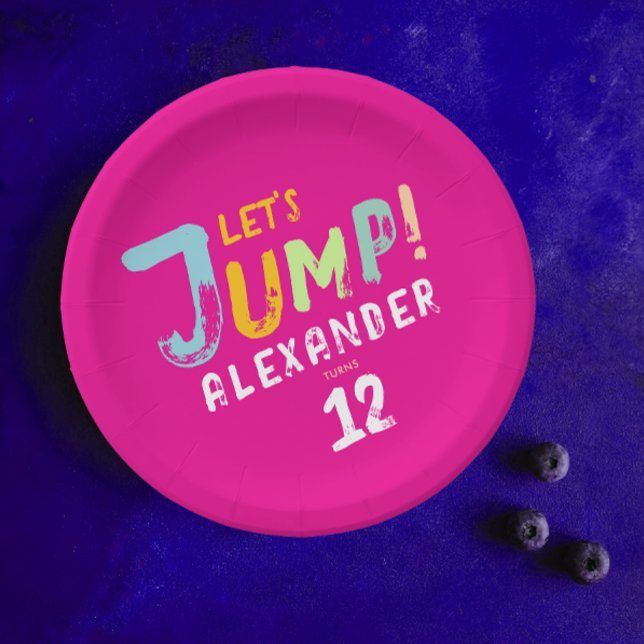 Prato De Papel Modern Girn Pink Trampoline Jump Partido (Criador carregado)