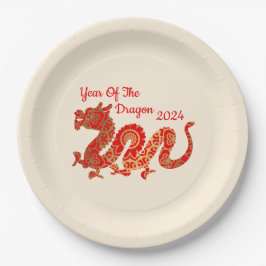 Prato De Papel Modern Mandala Dragon 2024 Ano Novo Chinês