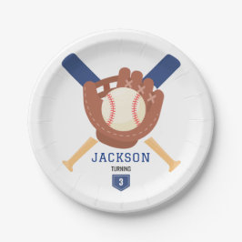 Prato De Papel Modern Minimalist Baseball Batter Up Birthday