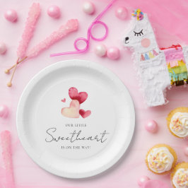 Prato De Papel Modern Minimalist Little Sweetheart Baby Shower