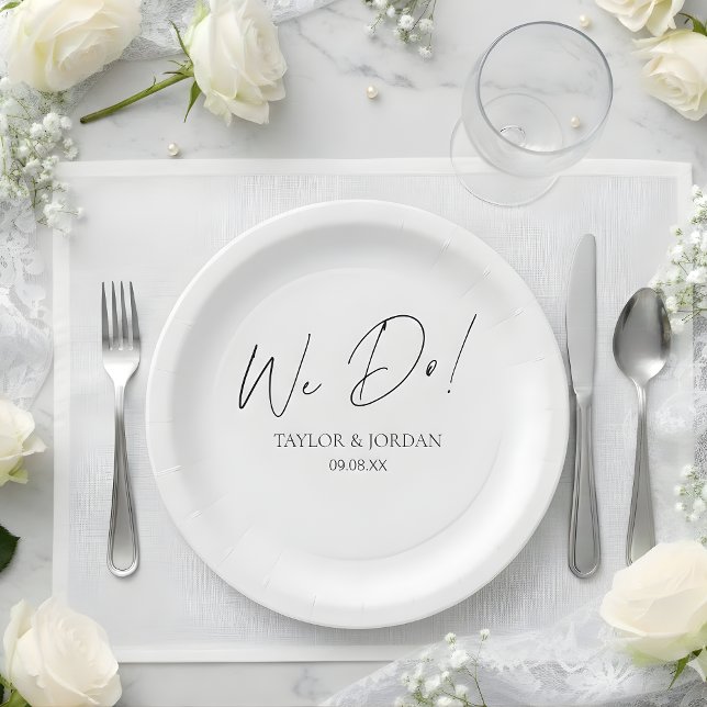 Prato De Papel Modern Minimalist We Do! Script Wedding Dinner (Criador carregado)