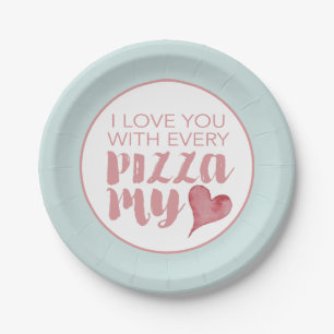 Prato De Papel Modern Pizza Meu Namorados Cardíaco