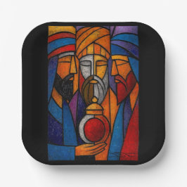Prato De Papel Modern Stained Glass Three Wise Men