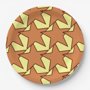 Prato De Papel Modern Star Geométrico - caramelo e amarelo