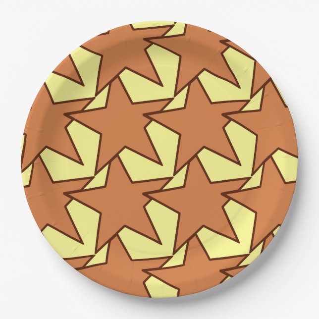 Prato De Papel Modern Star Geométrico - caramelo e amarelo (Frente)