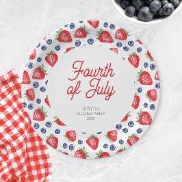 Prato De Papel Modern Watercolor Berries, 4º de julho de Verão
