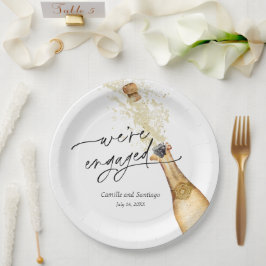Prato De Papel Modern We're Engaged  Party Paper Plate