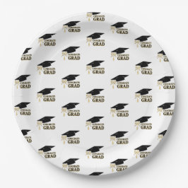 Prato De Papel Modern Whimsical Gold Black Graduation Cap