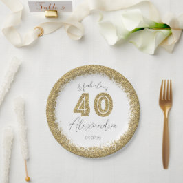 Prato De Papel Moderno 40 e Dourado Gitter fabuloso personalizado