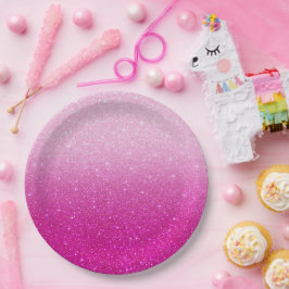 Prato De Papel Moderno cor-de-rosa - padrão brilhante ombre