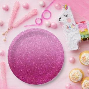 Prato De Papel Moderno cor-de-rosa - padrão brilhante ombre