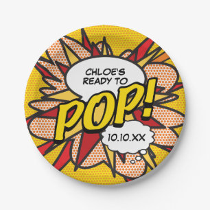Prato De Papel Moderno divertido Pronto para o Chá de fraldas PO