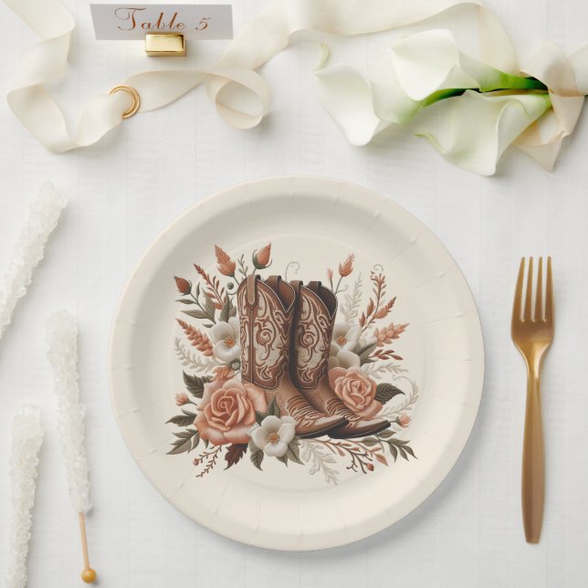 Prato De Papel Moderno País Elegante - Flores Ocidentais (Casamento)