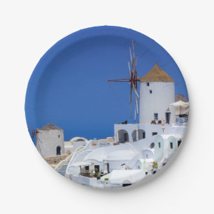 Prato De Papel Moinho de vento em Oia, Santorini, piscina