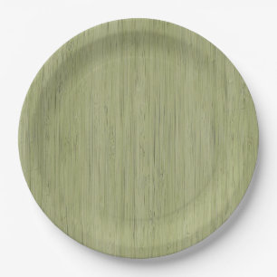 Prato De Papel Moisés Green Bamboo Wood Grain Look
