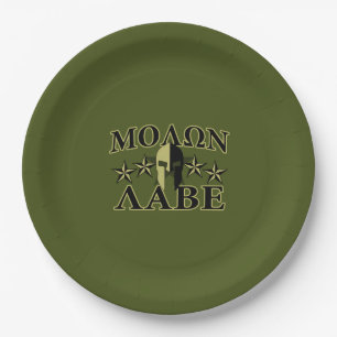 Prato De Papel Molon Labe Spartan 5 estrelas Olive Green