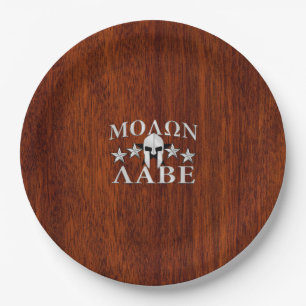 Prato De Papel Molon Labe Spartan Warrior Helmet Mahogany