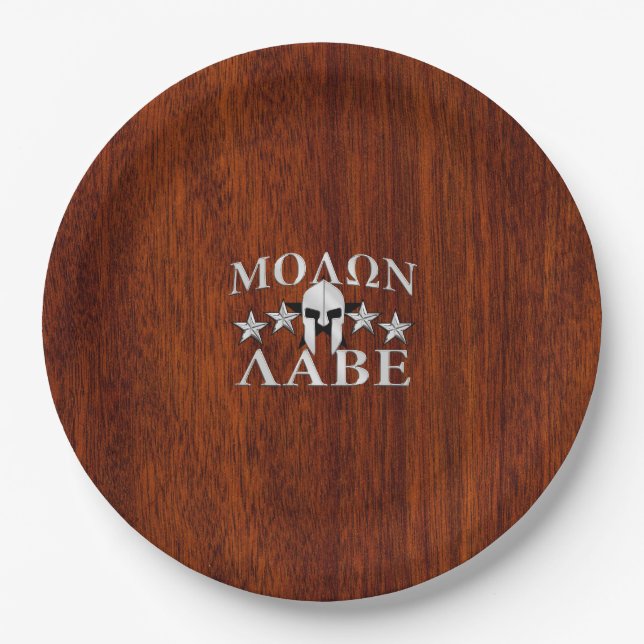Prato De Papel Molon Labe Spartan Warrior Helmet Mahogany (Frente)