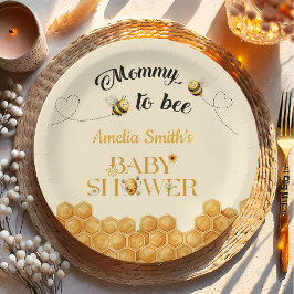 Prato De Papel Mommy To Bee Baby Shower