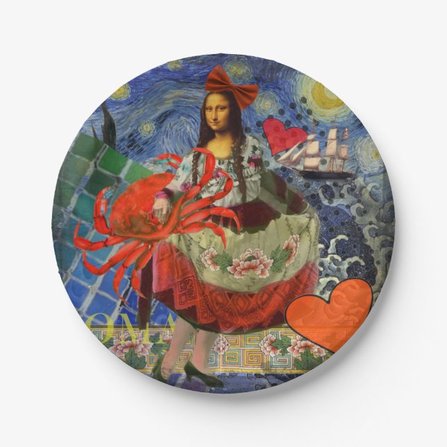 Prato De Papel Mona Lisa Diversão Zodíaco Caprichoso  (Frente)