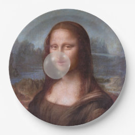 Prato De Papel Mona Lisa soprando chiclete cinza