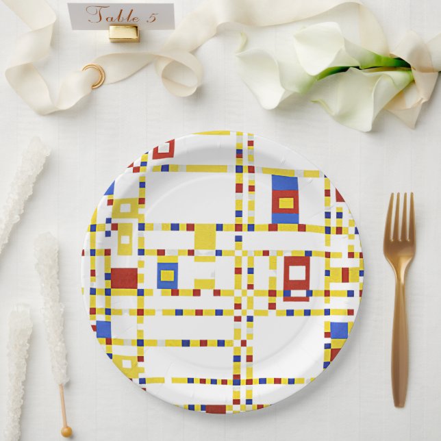 Prato De Papel Mondrian - Broadway Boogie Woogie (Casamento)