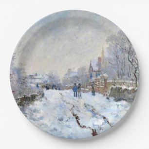 Prato De Papel Monet - Cena de Neve em Argenteuil