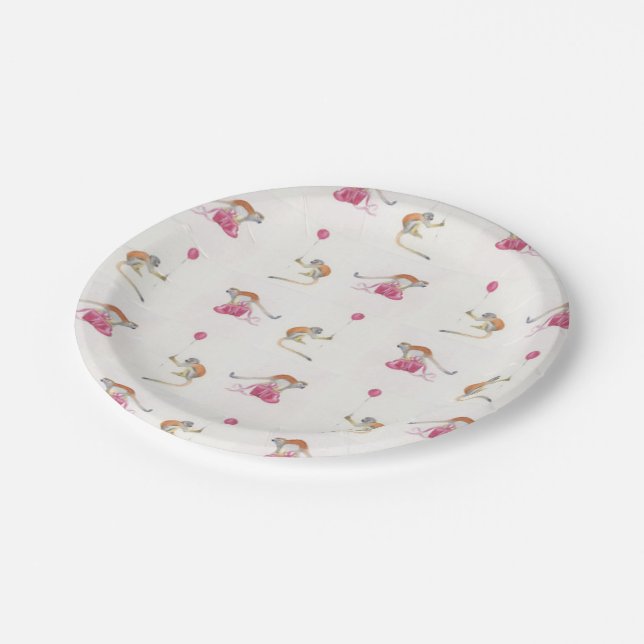 Prato De Papel Monkey Party Birthday Paper plates Papieren Bordje (Inclinado)