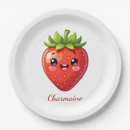 Prato De Papel Monogram cute strawberry kawaii
