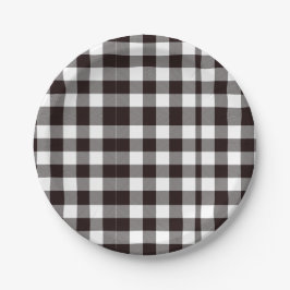 Prato De Papel Monograma - Castanho e Xadrez Brancos Russos