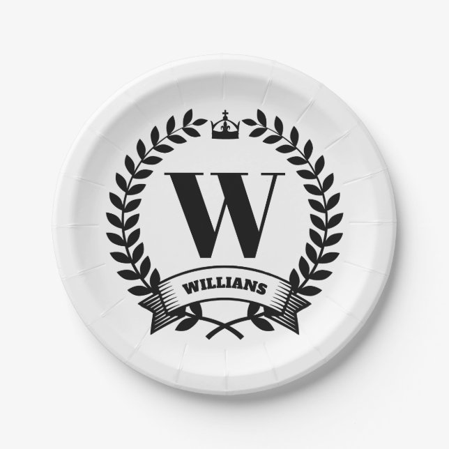 Prato De Papel Monograma da família (Frente)