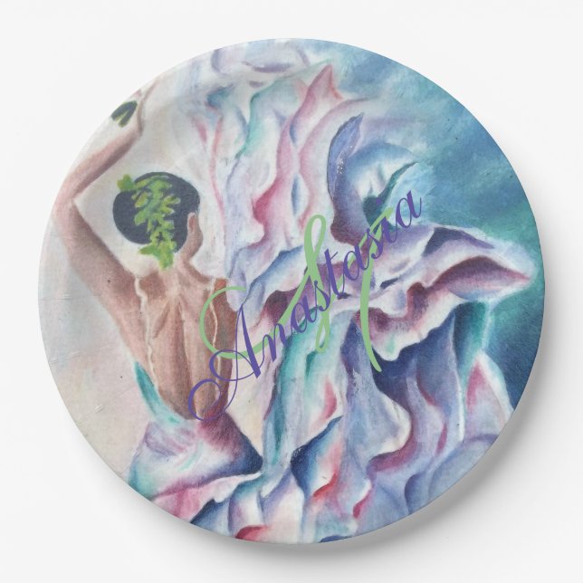 PRATO DE PAPEL MONOGRAMA DA FLAMENCO DANCE FUN (Frente)