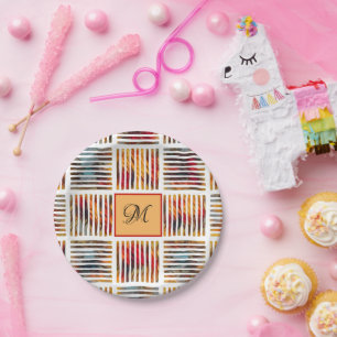 Prato De Papel Monograma de distribuição geométrica de Abstrato d