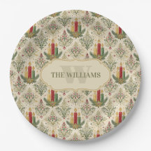 Monograma de Velas e Ornamentos de natais vintages