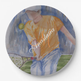 PRATO DE PAPEL MONOGRAMA DO PARTIDO TENNIS