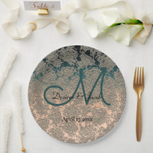 Monograma Do Tema De Casamento Teal E Champanhe El