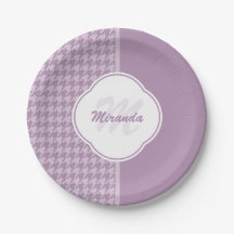Monograma e Nome bonito Pastel Purple Houndstooth