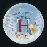 Prato De Papel Monograma - Letra H Winter Trees Christmas Snowman<br><div class="desc">Monograma - Letra H Winter Trees Christmas Snowman - Feliz Natal! Do nome personalizado da sua família e da letra monográfica R. Um dia de inverno nevado é o cenário para este bonitinho bonitinho bonitão e seus amigos as criaturas da floresta. A floresta é cheio de árvores cobertas de neve...</div>