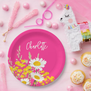 Prato De Papel Monograma Personalizado de Flores Selvagens Modern