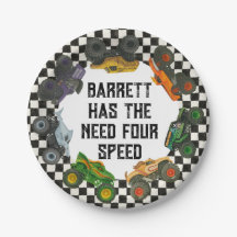 Monster Truck Jam Party Plates - 4º Aniversário