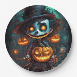 Prato De Papel Monstro assustador e Jack-O-Lanternas