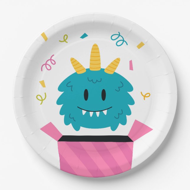 Prato De Papel Monstro bonito (Frente)