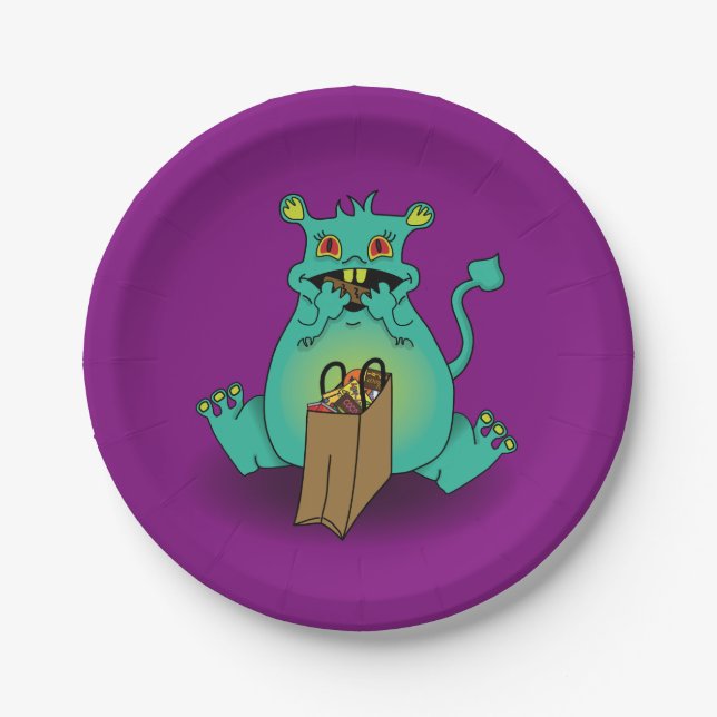 Prato De Papel Monstro de chocolate doce (Frente)