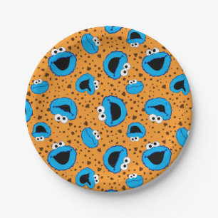 Prato De Papel Monstro de Cookie no Padrão de Cookie