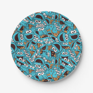 Prato De Papel Monstro de cookies Padrão Nom Nom Nom