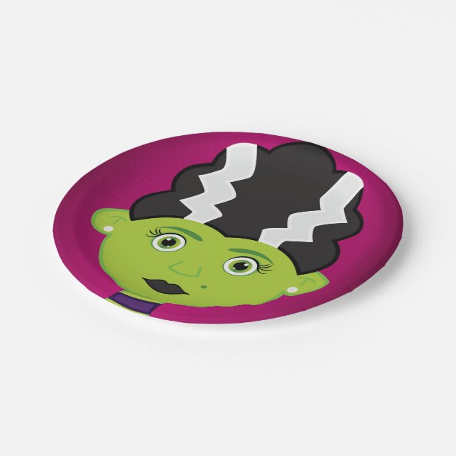 Prato De Papel Monstro de menina verde (Inclinado)