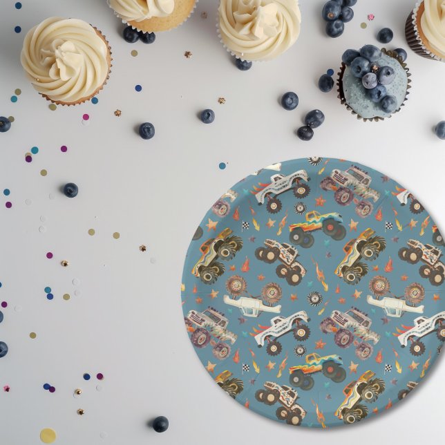 Prato De Papel Monstro Moderno - Carro de Passagem Azul (Criador carregado)