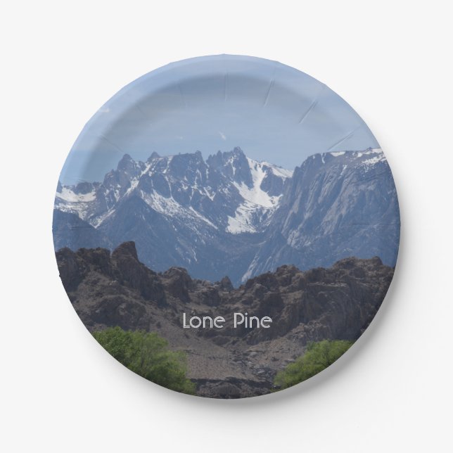 Prato De Papel Montanhas com neve de Lone Pine (Frente)