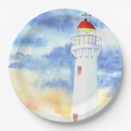 Prato De Papel Montanhas do farol náutico